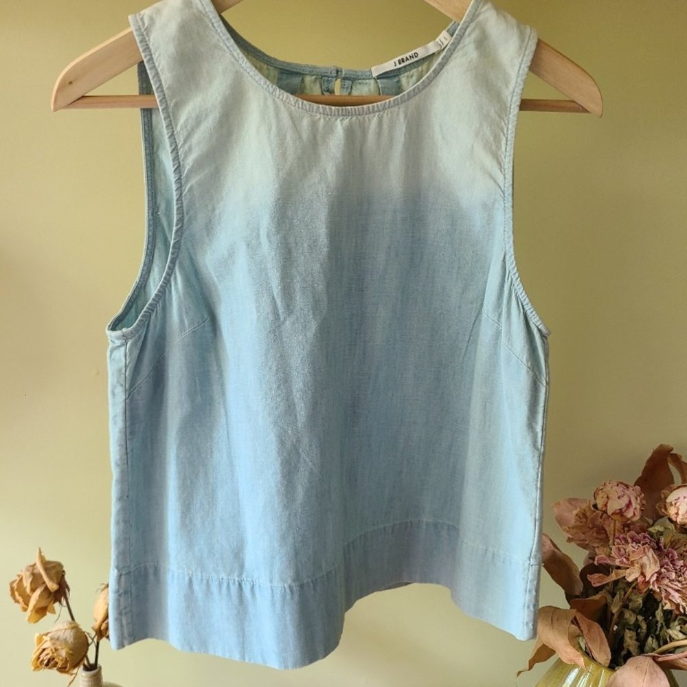 J Brand Cotton Chambray Denim Sleeveless Top